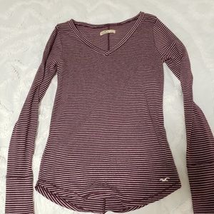 Striped Maroon Hollister Long Sleeve
